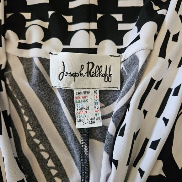 Joseph Ribkoff Black and White Patterned Wedding Dress - Picture 6 of 10